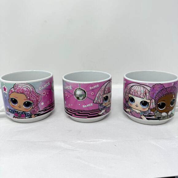 LOL Surprise Set of 3 Ceramic Mugs Cups Pink MGA Kids Cartoon Coffee Tea 8oz - Picture 2 of 7
